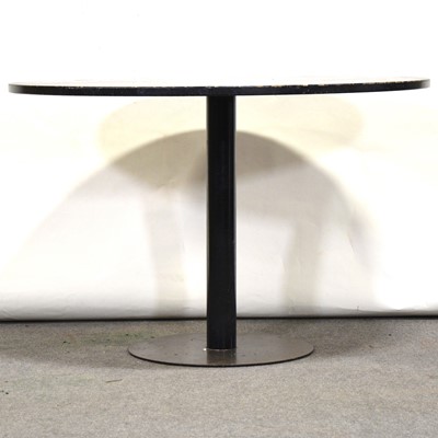 Lot 49 - Set of four chrome framed cantilevered chairs, and an ebonised circular pedestal table