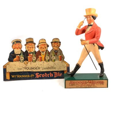 Lot 62A - Johnnie Walker Scotch Whisky advertising counter-top figure, and a Younger & Co tin sign