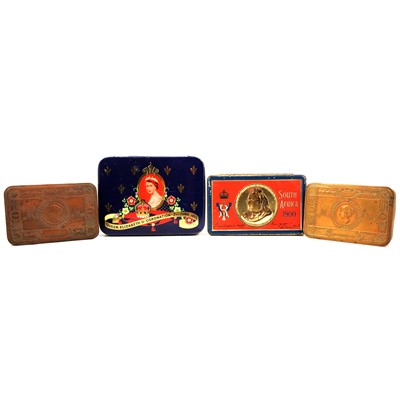 Lot 119 - South Africa 1900 tin, four Christmas 1914 tins and a 1953 Coronation tin.