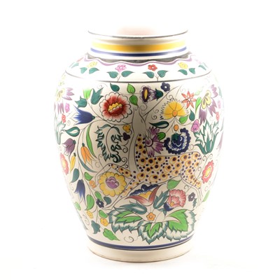 Lot 39 - Poole Pottery, a large 'Persian Deer' design vase