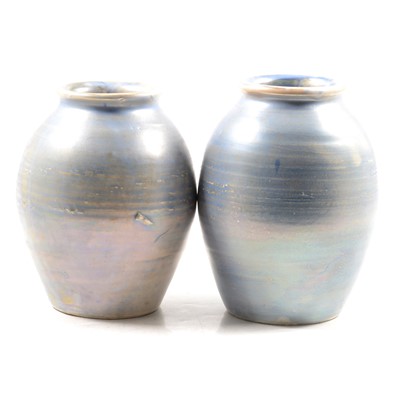 Lot 18 - Moorcroft Pottery - two blue ground lustre vases.