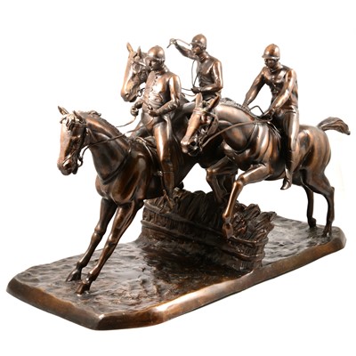 Lot 287 - Contemporary bronze horse racing sculpture