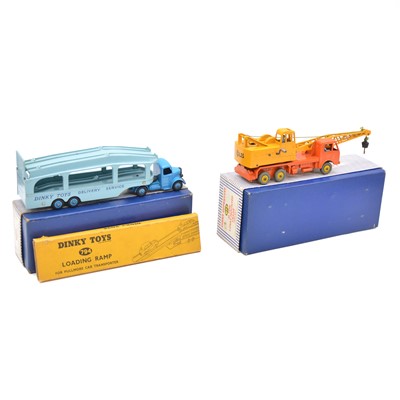 Lot 36 - Dinky Toys models, two including 972 20-ton lorry crane; 982 Pullmore Car Transporter