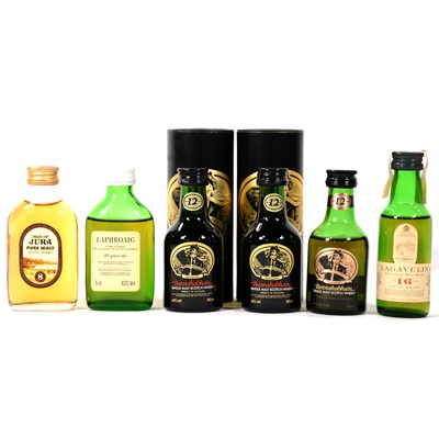 Lot 299 - Six assorted single Islay malt whisky miniatures