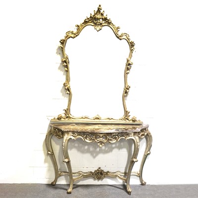 Lot 17 - Contemporary silver painted console table and mirror
