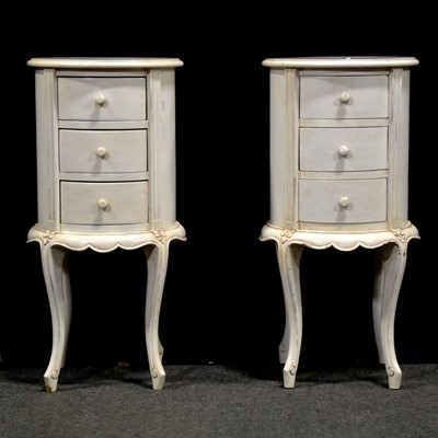 Lot 44 - French white painted four poster bed and a pair of bedside pedestals