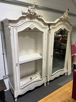 Lot 43 - Two French style armoire, white painted