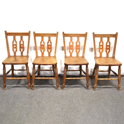 Lot 435 - Set of eight beech kitchen chairs