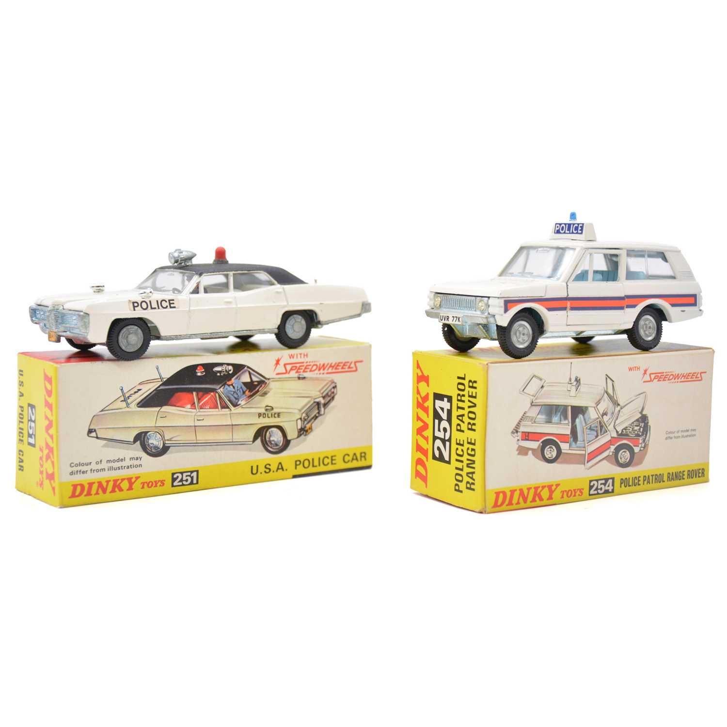 Lot 9 - Two Dinky Toys diecast models including 251 USA Police car and 254 Police Patrol Range Rover