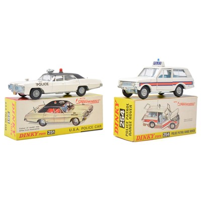 Lot 9 - Two Dinky Toys diecast models including 251 USA Police car and 254 Police Patrol Range Rover