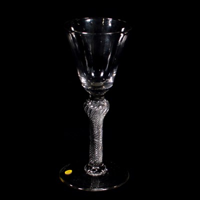 Lot 654 - Wine glass, with multi-spiral air-twist stem