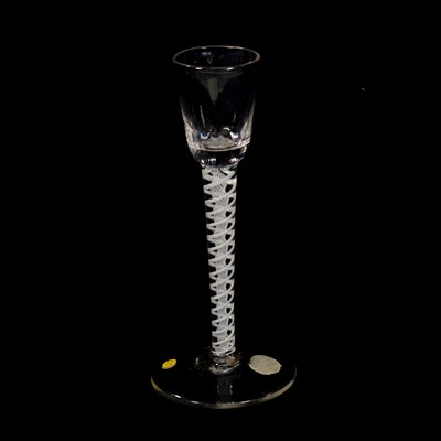 Lot 668 - Tall cordial glass, double series opaque twist stem