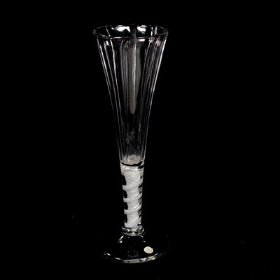 Lot 621 - Tall champagne flute, double series opaque twist stem