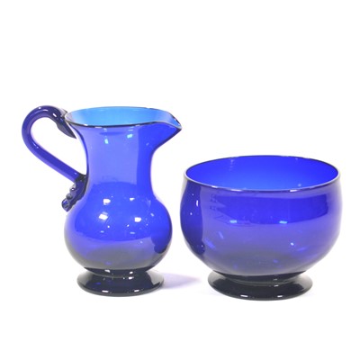 Lot 626 - 'Bristol Blue' glass jug and bowl