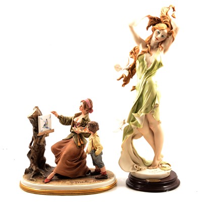 Lot 33 - Capodimonte group and a Giuseppe Armani figurine.