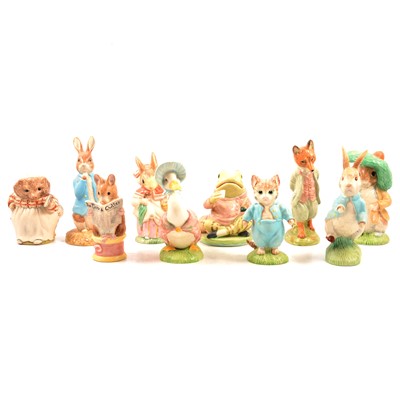 Lot 14 - NIne large Royal Albert Beatrix Potter figurines, and a large Beswick figure