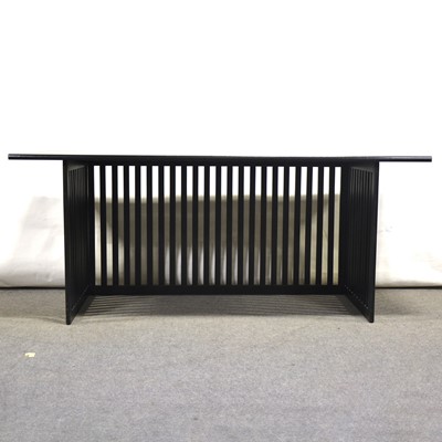 Lot 54 - Modern desk with cantilever chrome framed armchair