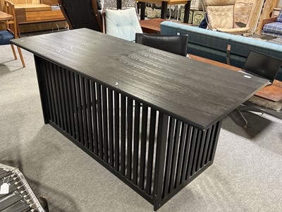Lot 54 - Modern desk with cantilever chrome framed armchair