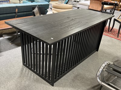 Lot 54 - Modern desk with cantilever chrome framed armchair