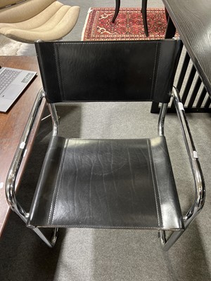 Lot 54 - Modern desk with cantilever chrome framed armchair