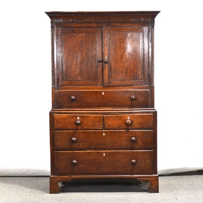Lot 62 - Joined oak linen press, 18th Century