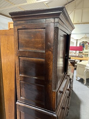 Lot 62 - Joined oak linen press, 18th Century