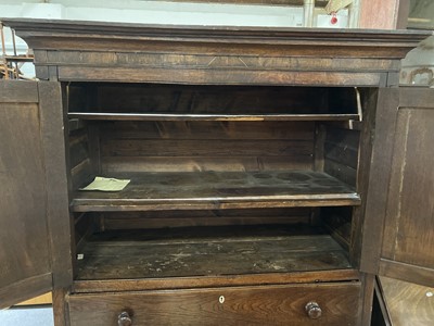 Lot 62 - Joined oak linen press, 18th Century