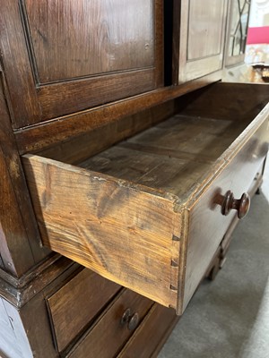 Lot 62 - Joined oak linen press, 18th Century