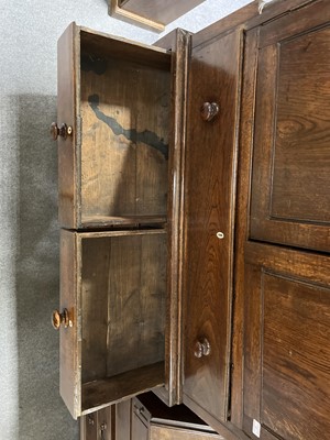 Lot 62 - Joined oak linen press, 18th Century