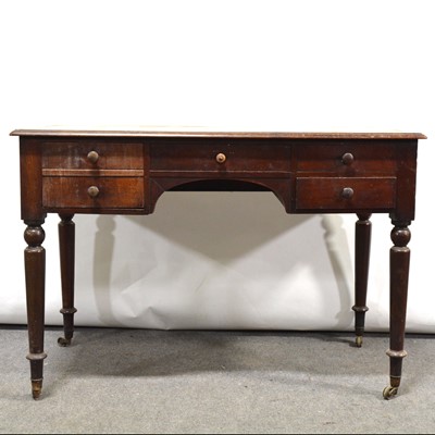 Lot 366 - Victorian mahogany five-drawer writing table.
