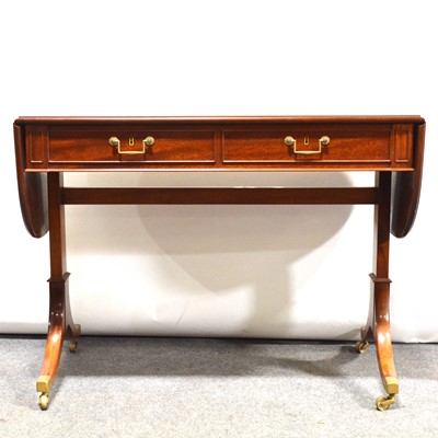 Lot 323 - Pair of reproduction mahogany sofa tables