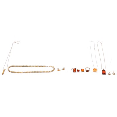 Lot 451 - An Ethiopian suite of jewellery, opal earrings and amber jewellery.