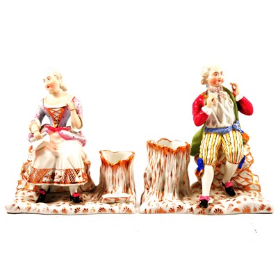 Lot 52 - Pair of Continental porcelain match striker ornaments