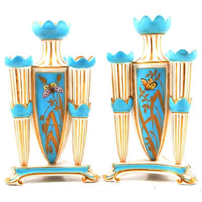 Lot 68 - Pair of Derby Crown Porcelain spill vases