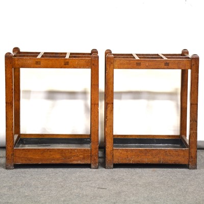 Lot 126 - Pair of Edwardian oak stick and umbrella stands