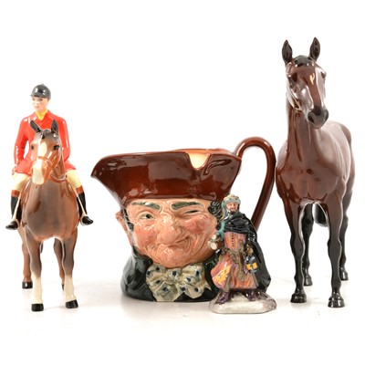 Lot 20 - Beswick Mill Reef and Huntsman, and Royal Doulton character Jug and Good King Wenceslas.