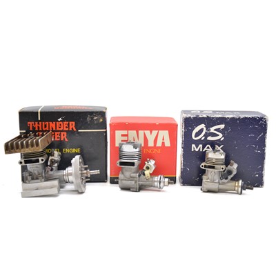 Lot 494 - Three glow engines including OS and Enya, boxed