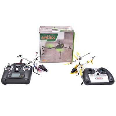 Lot 493 - Three remote control flying vehicles, including Ares quad copter and Syma helicopter