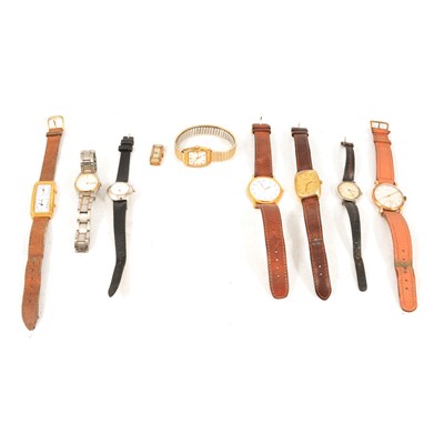 Lot 400 - Garrard - a gentleman's 9 carat gold manual wind wristwatch, and seven vintage watches.