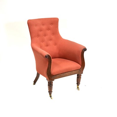 Lot 433 - William IV mahogany easy chair