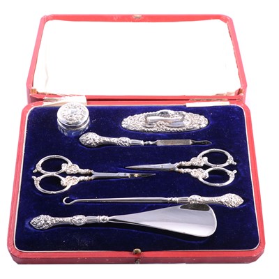 Lot 217 - Silver seven-piece manicure set, TL, Sheffield 1902