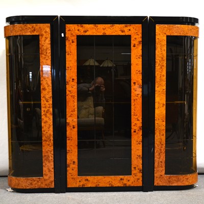 Lot 347 - Contemporary Art Deco style lacquered and burr walnut credenza