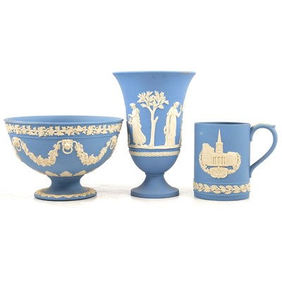 Lot 126 - One box of Wedgwood pale blue jasperware items.