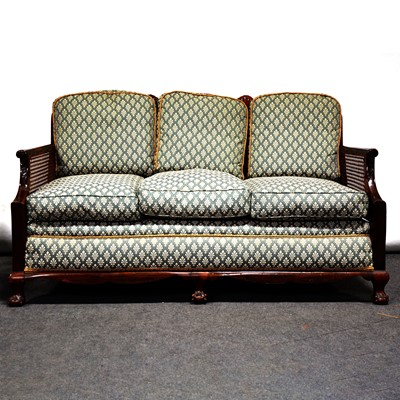 Lot 125 - Walnut and beech bergere suite
