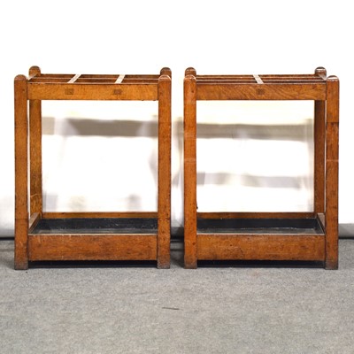 Lot 128 - Pair of Edwardian oak stick and umbrella stands