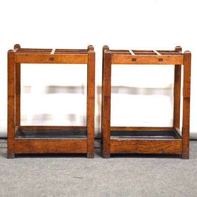 Lot 127 - Pair of Edwardian oak stick and umbrella stands