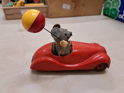 Lot 180 - Two trays of toys, including toy guns, soft toys, wooden toys, vehicles, etc.