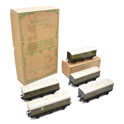 Lot 257 - Darstaed O gauge six-wheel coach set and parcel coach