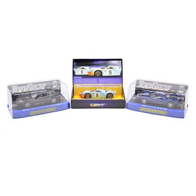 Lot 124 - Three Scalextric slot cars, including Top Gear, boxed