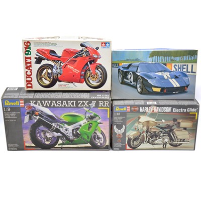 Lot 139 - Four scale model kits, including Revell, Tamiya and Fujimi, boxed